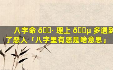 八字命 🕷 理上 🐵 多遇到了恶人「八字里有恶是啥意思」